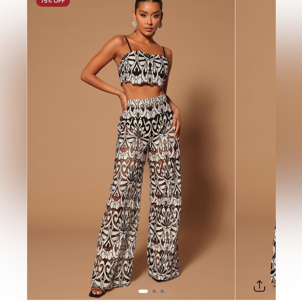 Fashion Nova Black and White Crochet Wide Set!